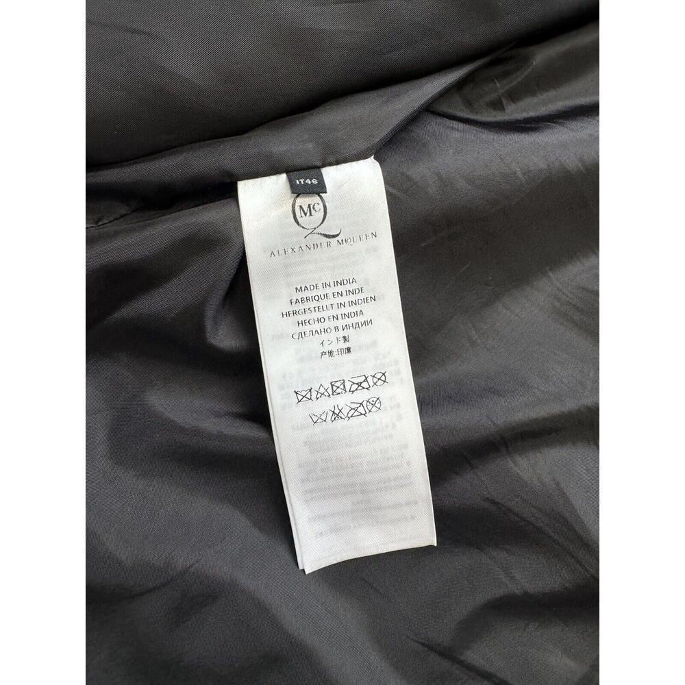 Alexander McQueen Leather Biker Jacket Men’s IT46 Asymmetrical Wool Sleeve - Picture 9 of 14